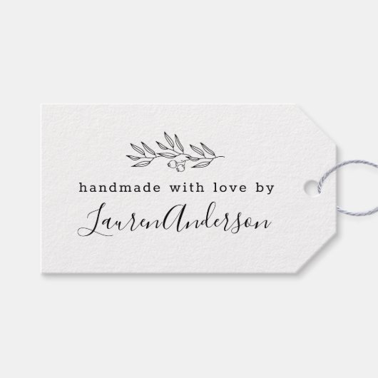 Modern Line Art Berries Handgemaakt met Liefde doo Cadeaulabel (Voorkant (Horizontaal))