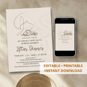 Modern Line Art Mosque Iftar Dinner Invitation