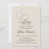 Modern Line Art Mosque Iftar Dinner Invitation Kaart (Voorkant)