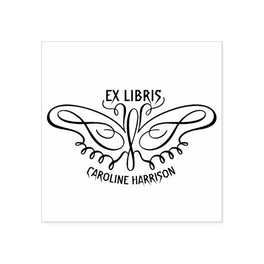 Modern Line Art Vlinder Ex Libris Boek Rubberstempel (Afrduk)