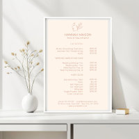 Modern, Line Art, Vrouw, Blad, Salon, Prijslijst