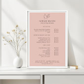 Modern, Line Art, Vrouw, Blad, Salon, Prijslijst Poster