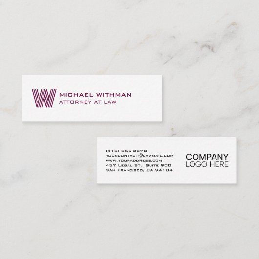 MODERN LINE MONOGRAM  BUSINESS LOGO  MINI VISITEKAARTJE (Voorkant / Achterkant)