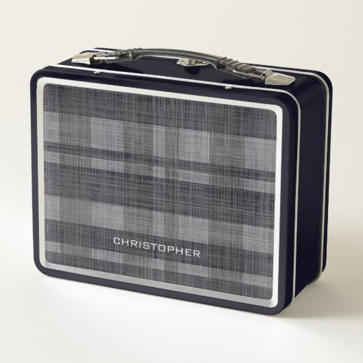 Modern Linen Pset Pattern met naam - zwart grijs (Achterkant)