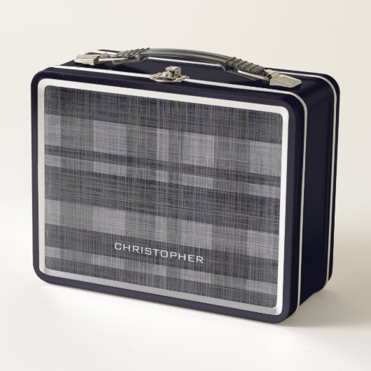 Modern Linen Pset Pattern met naam - zwart grijs (Voorkant)