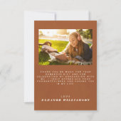 Modern Lines Terracotta 2 Photo Afstuderen Bedankkaart (Achterkant)