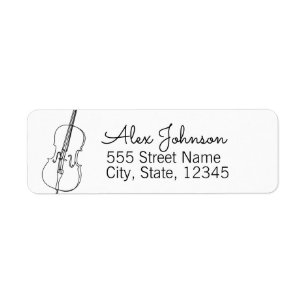 Modern Lines Violin Simple Classic Address Etiket