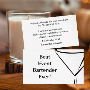 Modern Linnen-Look Bartender Event Visitekaartje