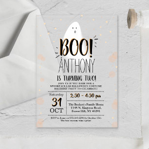Modern Little Boo! Halloween 2de verjaardag Acryl Uitnodigingen