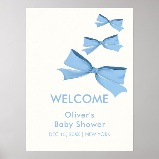 Modern Little Bow Lijst Boy Baby shower Welkom Poster (Voorkant)