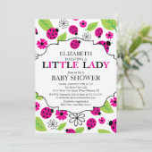 Modern Little Lady Pink lieveheersbeestje Baby sho Kaart (Staand voorkant)