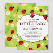 Modern Little Lady Red Ladybug Baby shower Kaart (Voorkant / Achterkant)