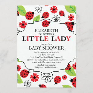 Modern Little Lady Red Ladybug Baby shower Kaart