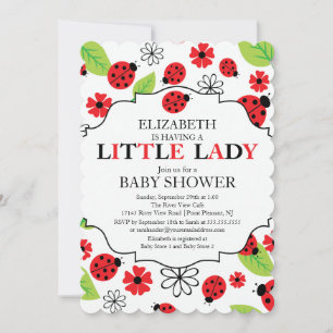 Modern Little Lady Red Ladybug Baby shower Kaart