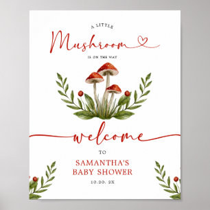 Modern Little Mushroom Baby shower Welkomstbord Poster