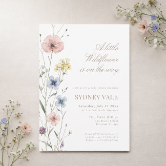 Modern Little Wildflower Floral Baby Shower Kaart