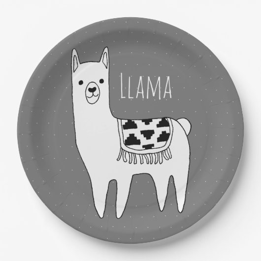 Modern Llama Sketch Baby shower Papieren Bordje (Voorkant)