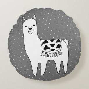 Modern Llama Sketch en Zwitserse Stippen Rond Kussen
