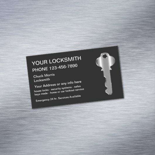 Modern Locksmith Silver Key Magnetisch Visitekaartje (Voorbeeld)