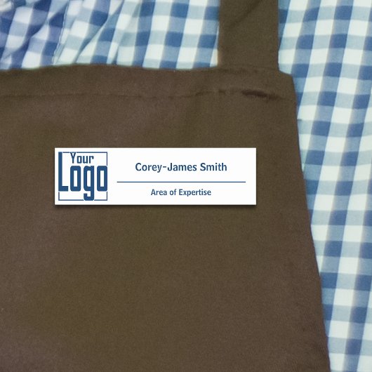 Modern Logo Expertise Classic White Blue Naamplaatje