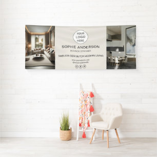 Modern logo foto beige professioneel bedrijf spandoek