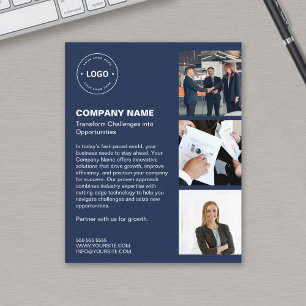 Modern Logo Foto Blauw Professioneel Bedrijf Flyer