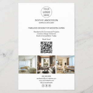 Modern Logo Foto QR Wit Professionele Zakelijke Flyer