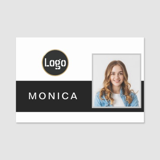 Modern logo, naam en titel classy naam tag (Voorkant)