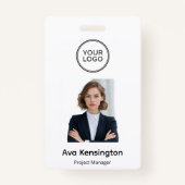 Modern Logo & Photo | Custom Employee Name Badge (Voorkant)