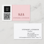 Modern Logo QR Code Blush Pink Professional Visitekaartje (Voorkant / Achterkant)