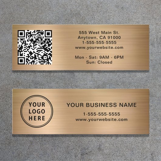 Modern Logo QR Code Goud Mini Visitekaartje
