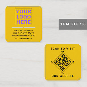 Modern Logo & QR Code Goudkleurige afgeronde hoe Vierkante Visitekaartje