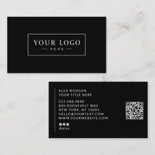 Modern Logo QR-code Professioneel Zwart Visitekaartje