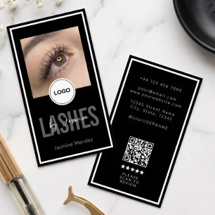 Modern Logo QR Review Zwart Witte Wimperartiest Visitekaartje