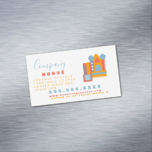 Modern Logo voor Springhuis Verhuur Feest Carnaval Magnetisch Visitekaartje