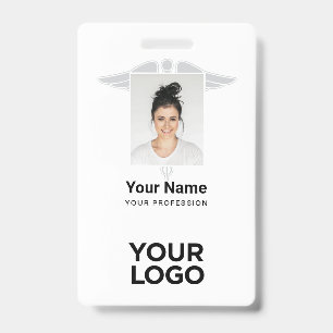 Modern Logo Werknemer Dokter Verpleegster Foto Naa Badge