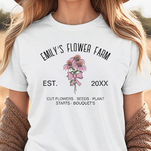 Modern Lokaal Bloem Boerderij Naam Hand-Drawn Flow T-shirt