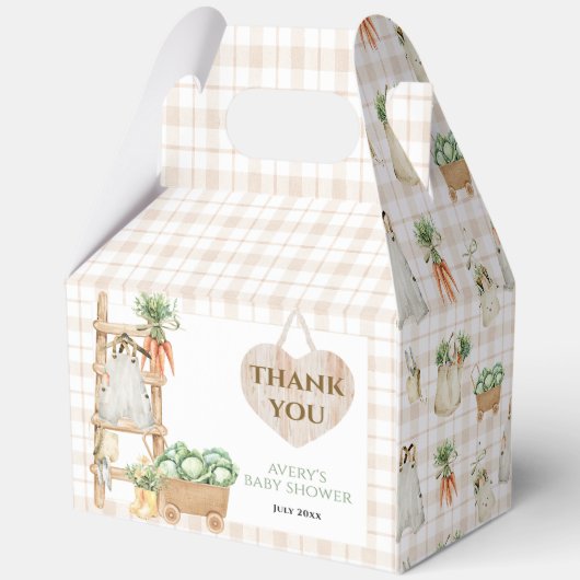 Modern lokaal geteeld Boerderij markt Baby shower Bedankdoosjes (Achterkant)