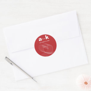 Modern Loop Hart Eenvoudige Liefde Lijnen Rood Bru Ronde Sticker