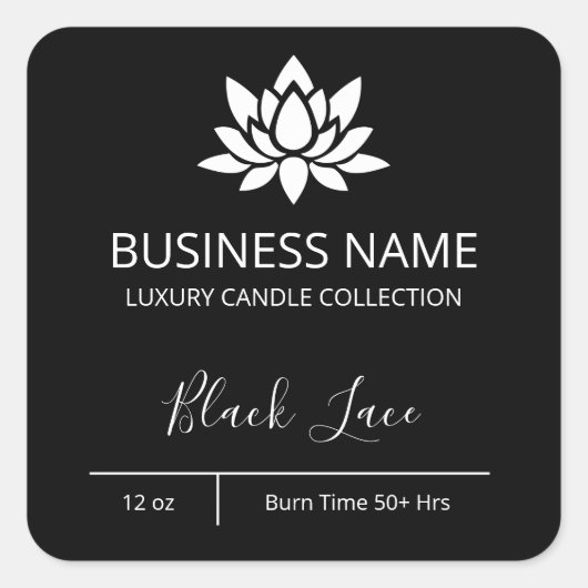 Modern Lotus Black Candle Labels (Voorkant)