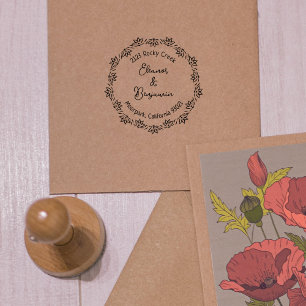 Modern Lotus Return-adres, paar Rubberstempel