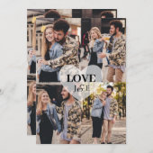 Modern "Love" 4 Custom Photo Couple Monogram Feestdagenkaart (Voorkant / Achterkant)
