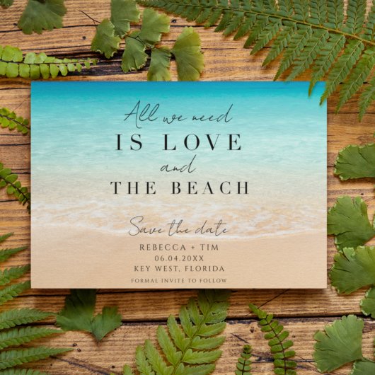 Modern Love and the Beach Wedding Photo Save The Date