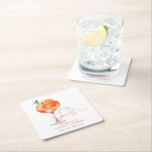Modern Love At First Spritz Bruiloftsborrel Vierkante Kartonnen Onderzetter