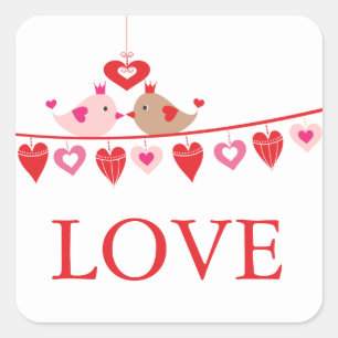 Modern Love Bird Hearts Vrijgezellenfeest dank u Vierkante Sticker