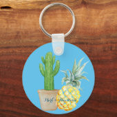 Modern Love Blue Pineapple and Cactus Sleutelhanger (Voorkant)