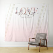Modern LOVE Blush Pink Selfie Backdrop Weddenschap Wandkleed (In Situ (horizontaal))