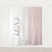 Modern LOVE Blush Pink Selfie Backdrop Weddenschap Wandkleed (Voorkant)