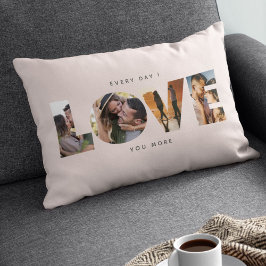 Modern LOVE Collage Cutout Valentijnsdag Lumbar Kussen
