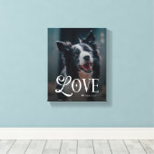 Modern Love Custom Dog Pets Photo Monogram Canvas Afdruk (Insitu (Houten vloer))